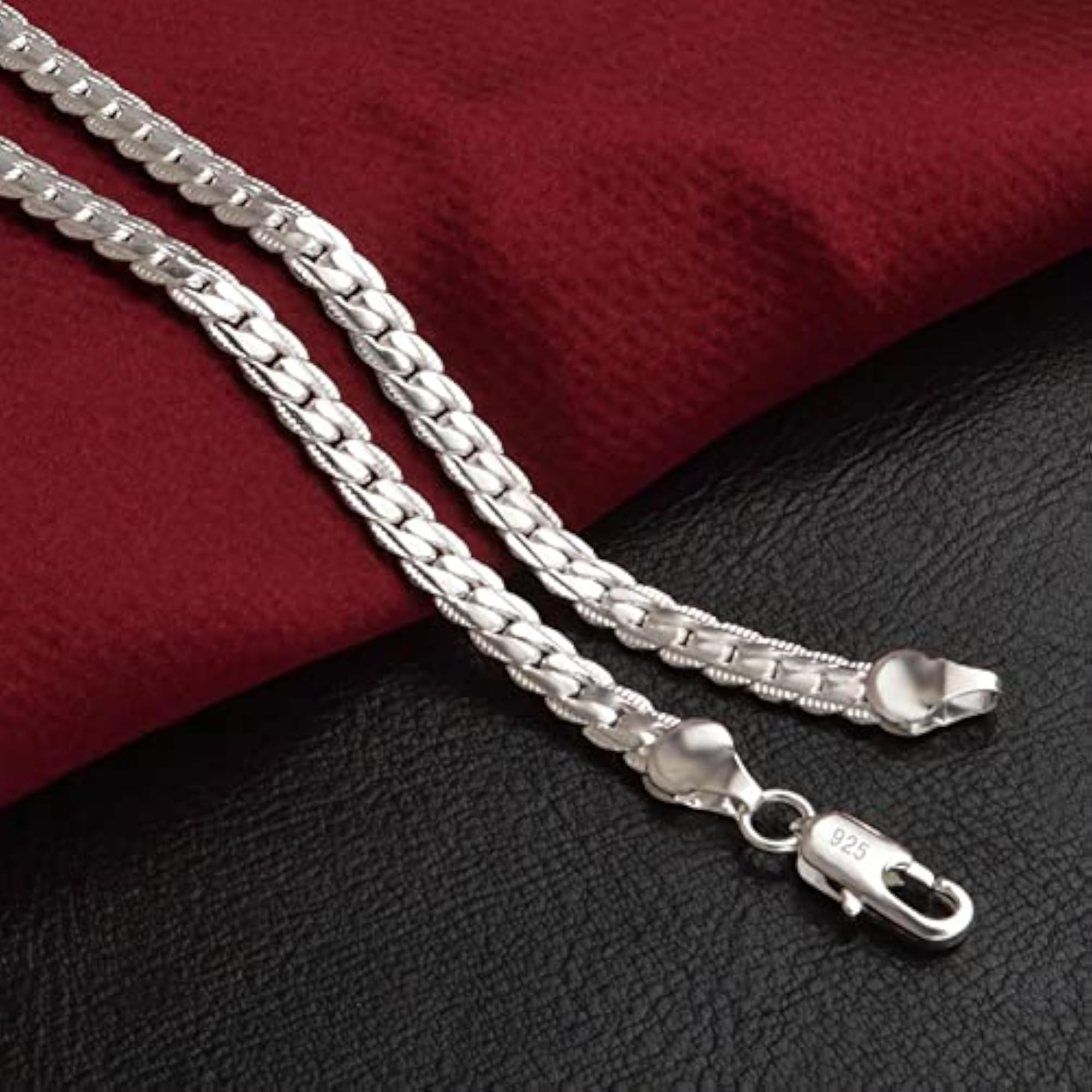 Men's Trendy Classic Silver Stainless Steel Layered Chain Necklace